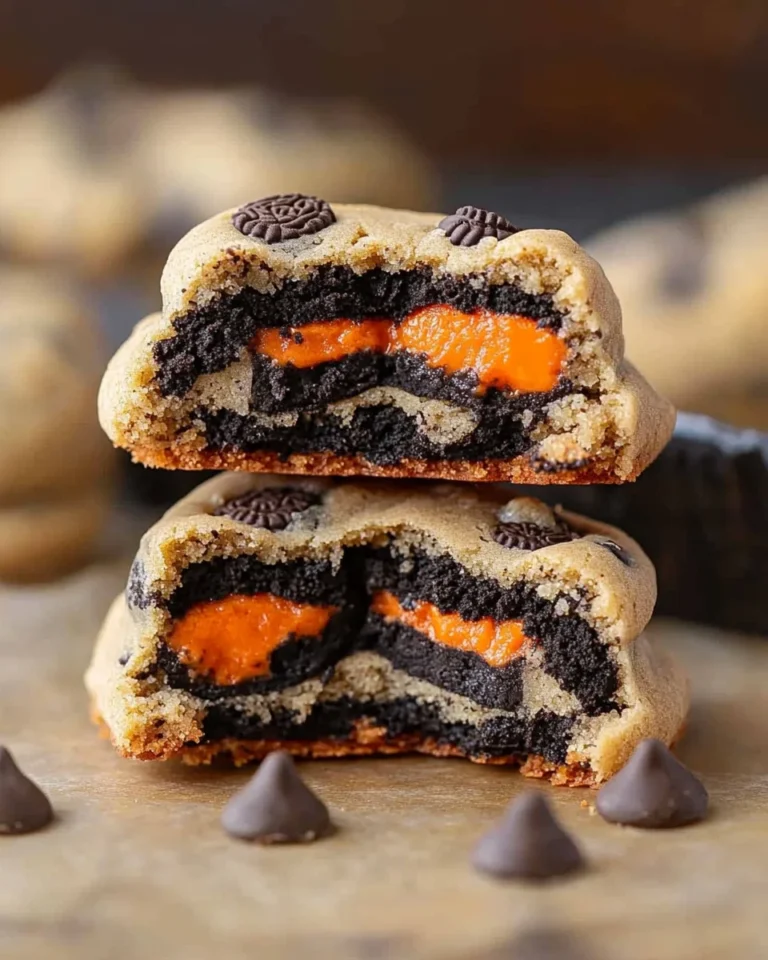 Halloween Oreo stuffed chocolate chip cookies