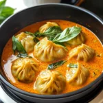 Soup Dumplings in Thai Red Curry Sauce