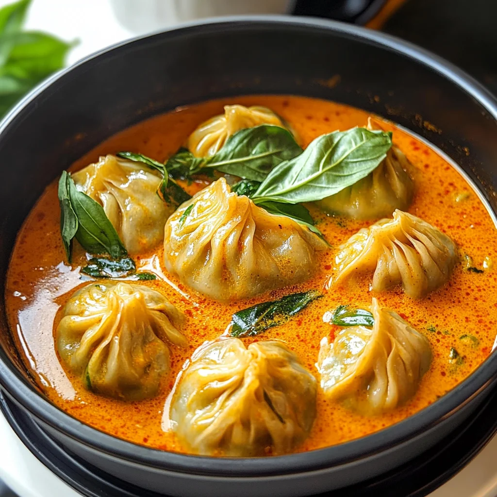 Soup Dumplings in Thai Red Curry Sauce