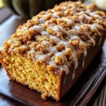 Classic Pumpkin Bread with Streusel Topping and Maple Glaze