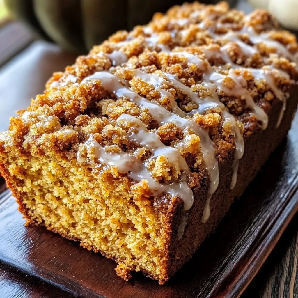 Classic Pumpkin Bread with Streusel Topping and Maple Glaze