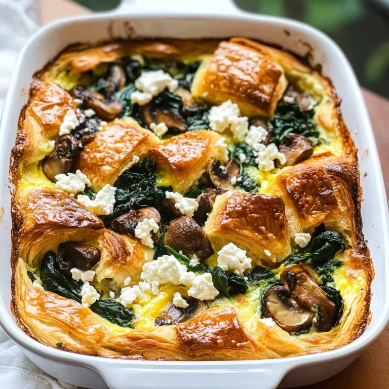 Croissant Egg Casserole with Mushrooms & Spinach