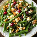 Lemon Butter Green Beans with Cranberries Walnuts and Feta