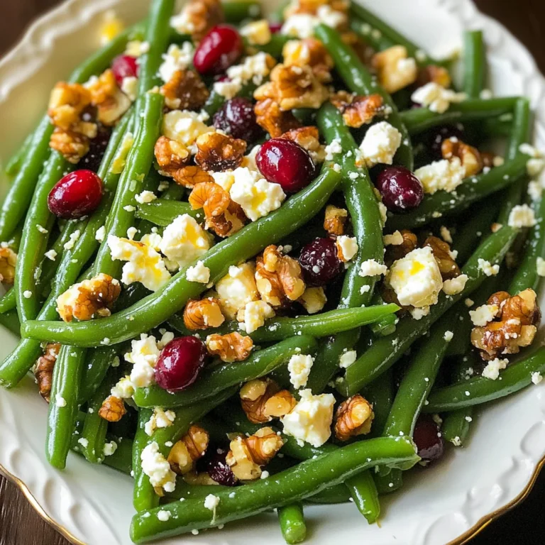 Lemon Butter Green Beans with Cranberries Walnuts and Feta