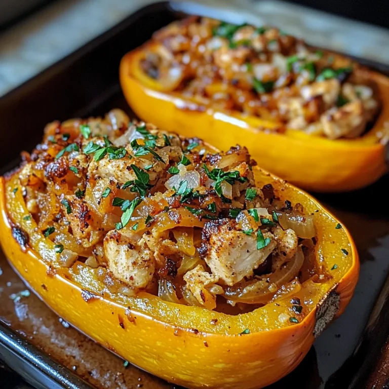 Sweet and Savory Honey Roasted Butternut Squash Stuffed with Chicken