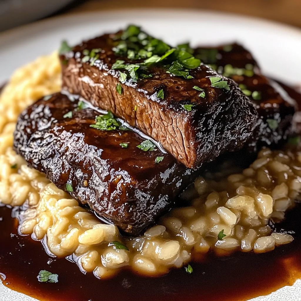 Zarte Rinderbrust in Cola mit cremigem Parmesan-Risotto genießen.
